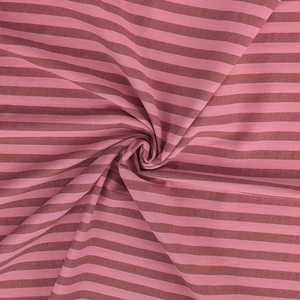 Yarn Dyed Washed Cotton - Stripe - Coral Pink + Brown