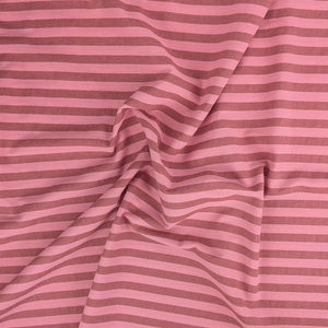 Yarn Dyed Washed Cotton - Stripe - Coral Pink + Brown