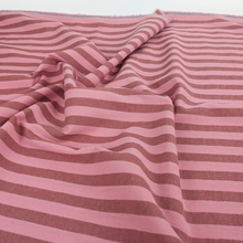 Yarn Dyed Washed Cotton - Stripe - Coral Pink + Brown