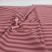 Yarn Dyed Washed Cotton - Stripe - Coral Pink + Brown