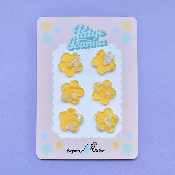 Buttercup - Pack of 6 - 25mm Buttons - Paige Joanna X Pigeon Wishes