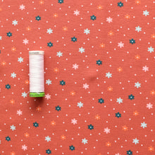 Organic Cotton Jersey - Brick Orange Floral Dot - SALE