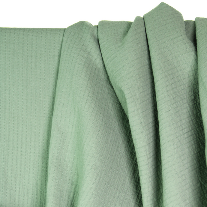 Embroidered Cotton Double Gauze - Atelier Jupe - Basil Green - SALE