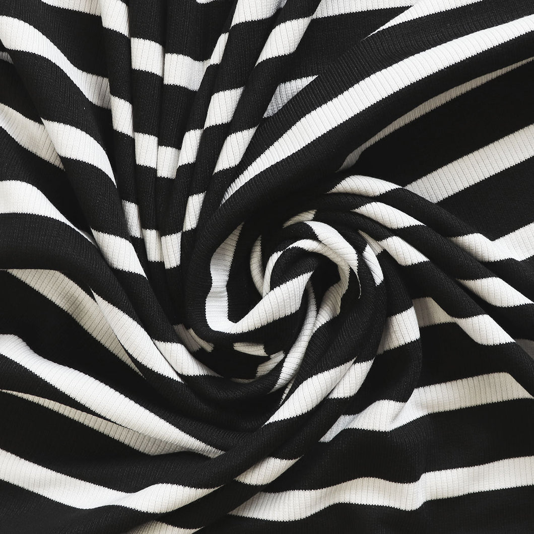 Ribbed Jersey Knit - Black Stripe