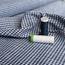 Navy & White Mini Gingham 3mm  - Cotton Seersucker - END OF BOLT 20CM