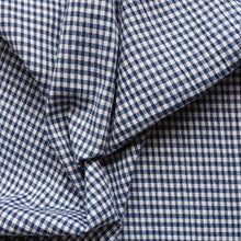 Navy & White Mini Gingham 3mm  - Cotton Seersucker - END OF BOLT 20CM