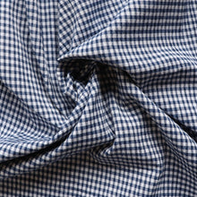 Navy & White Mini Gingham 3mm  - Cotton Seersucker - END OF BOLT 20CM