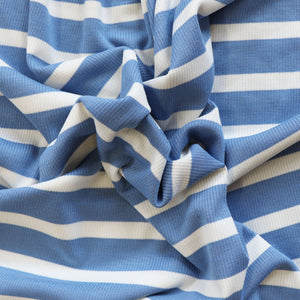 Blue Rib Knit Viscose Jersey Fabric
