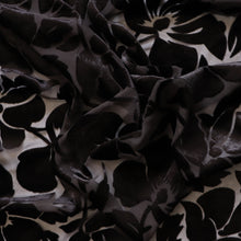 Deadstock Burnout Silk Velvet - Black Flowers