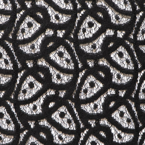 Black Abstract Designed Guipure Lace Fabric, Black Lace Fabric