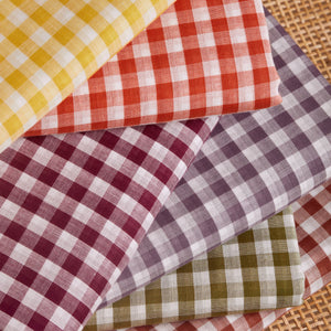 Gingham Off White Matcha Leaf - Cotton Double Gauze - Atelier Brunette