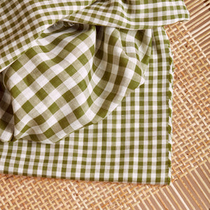 Gingham Off White Matcha Leaf - Cotton Double Gauze - Atelier Brunette