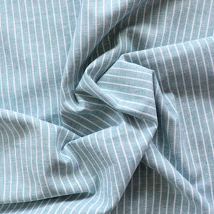 Linen Cotton - Marled Light Teal Stripe