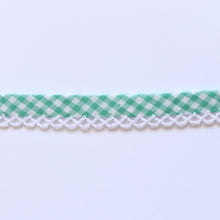 Gingham Crochet Cotton Bias Binding - 20mm - Jade Green