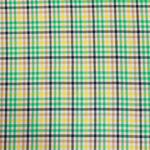 Deadstock Viscose - Green, Yellow & Brown Check - SALE