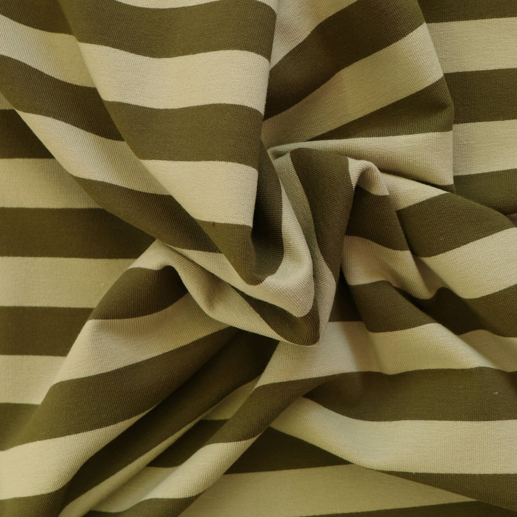 French Terry - Khaki Two Tone Stripe