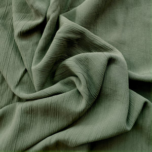 Viscose Linen Crinkle - Khaki Green