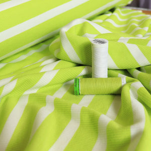 Ribbed Jersey Knit - Lime Stripe - SALE / FAULTY