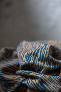 Organic Cotton Jacquard Knit - Mind The Maker - Mustard & Blue Bark Jacquard