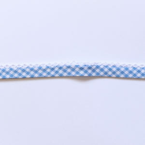 Sky Blue Gingham Crochet Cotton Bias Binding 20mm
