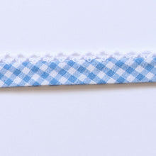 Sky Blue Gingham Crochet Cotton Bias Binding 20mm