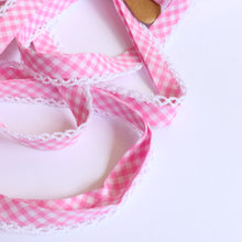 Gingham Crochet Cotton Bias Binding - 20mm - Candy Pink
