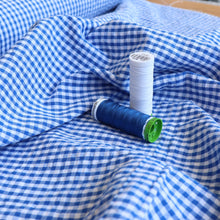 Cotton Seersucker - Royal Blue & White Gingham