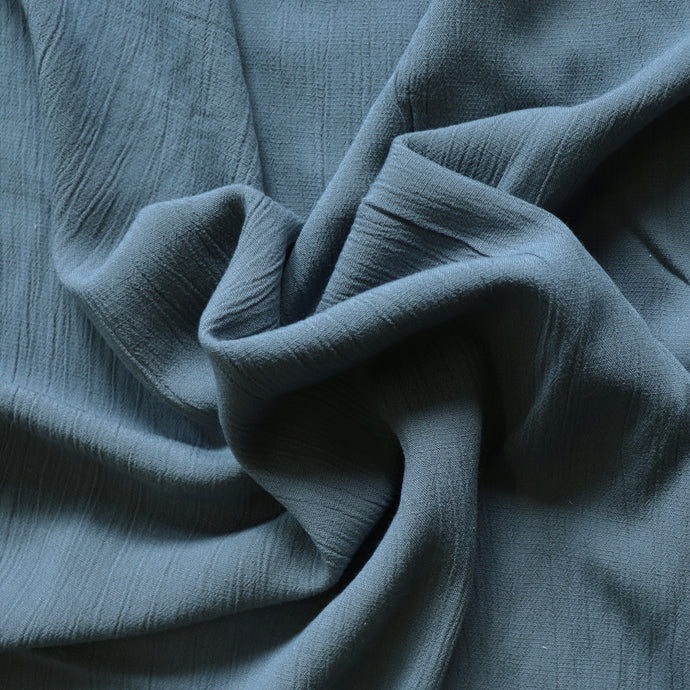 Viscose Linen Crinkle - Slate Blue - END OF BOLT 86cm