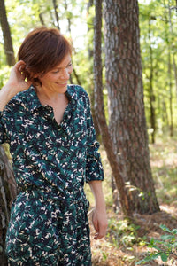 Viscose Poplin - Flora Fir Green - Églantine et Zoé - END OF BOLT 65cm